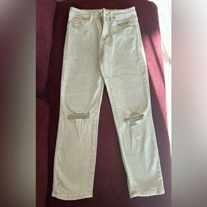 Women's Distressed Sage Green Jeans